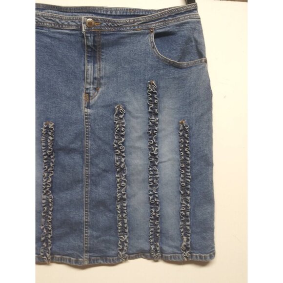 Denim Skirt Plus size 20 Stretch ruffle design knee length jean U.S. Polo Assn - Picture 4 of 8